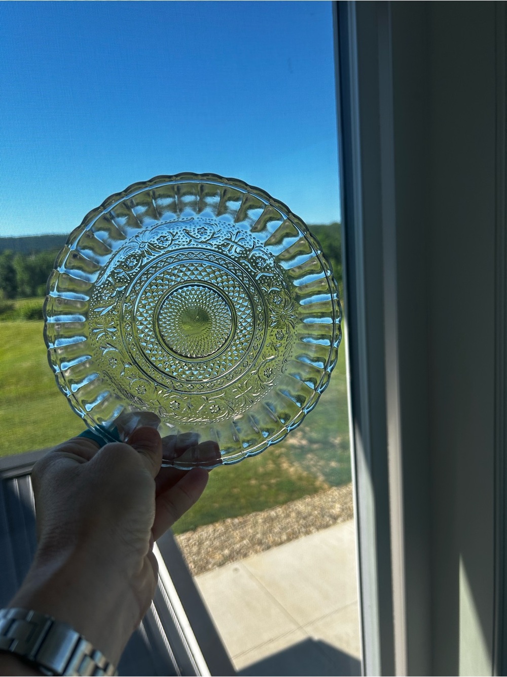 Vintage KIG Indonesia pressed glass serving bowl